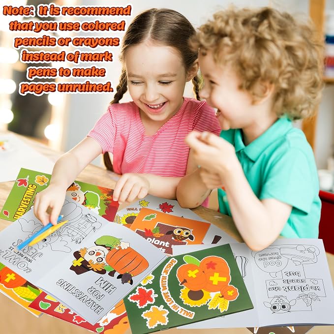 24Pcs Fall Religious Coloring Books Bible DIY Color-in Pages | Drawing Booklet Bulk, Autumn Party Favor, Christian Activity, Sunday School Supplies, Classroom Rewards, Thanksgiving Gift