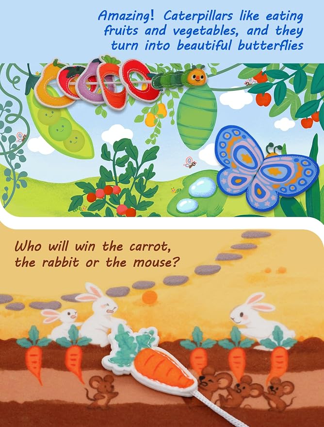 BizyKoady Montessori Busy Book for Toddlers 1-3, Felt Busy Board Farm Theme | Montessori toys, learning activity, Travel Toys, Fine motor, Independent quiet play, Soft felt, Boy Girl gift, CPC 12m+