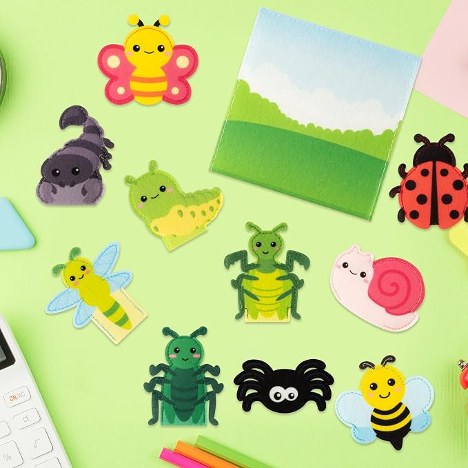 COcnny Insect Finger Puppets Craft - 11pcs Bugs Felt Finger Puppet with Storage Bag Set Making Crafts Kit for Kids, Make Your Own Story Telling Toys, Animals Role Play for Boys Girls Toddles Ages 3-8