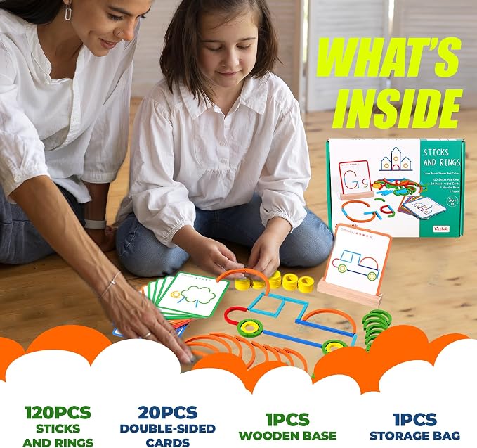 puzgic Stem Kids Toys for Creative Learning Building Educational Resources Kids Toy for Preschool and Kindergarten 3 4 5 6 Years Old Boys and Girls Brain Teaser Smart Sticks Toys