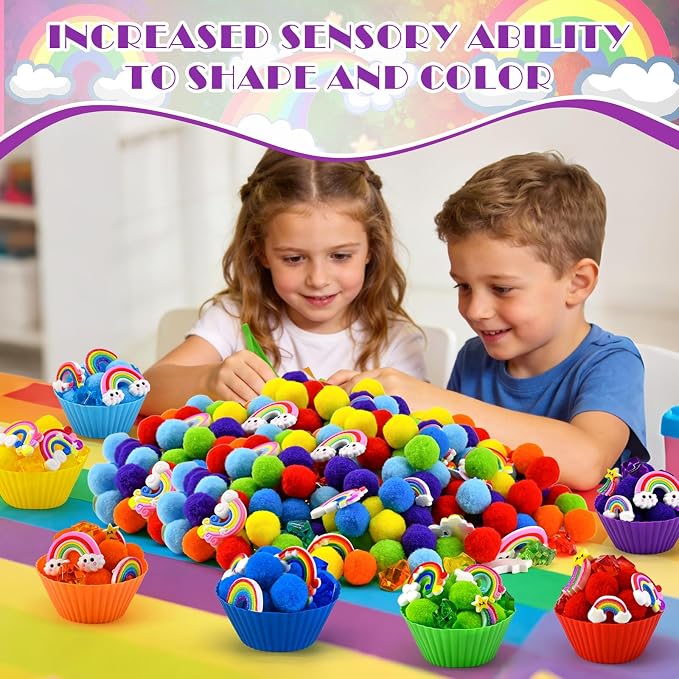 182 Pcs Rainbow Sensory Bin Items Spring Summer Back to School Counting Sorting Sensory Bin Filler Fine Motor Rainbow Counts for Spring Summer Sorting Counting