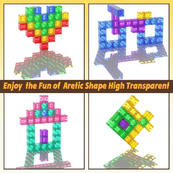 Apluses 45PCS Magnetic Blocks - Transparent Magnet Cubes, Kids Building Blocks, Sensory Autism Gifts for Kids Ages 3+, Preschool Travel Toys for 3-5 Year Old Boys and Girls