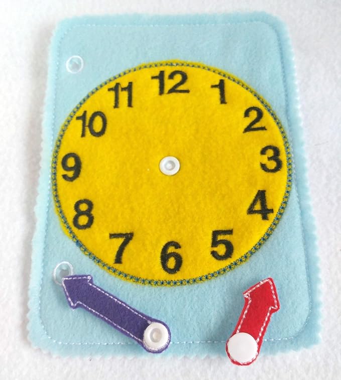 Learn to Tell time Toddler Quiet Book Page - Felt Busy Book - QB149