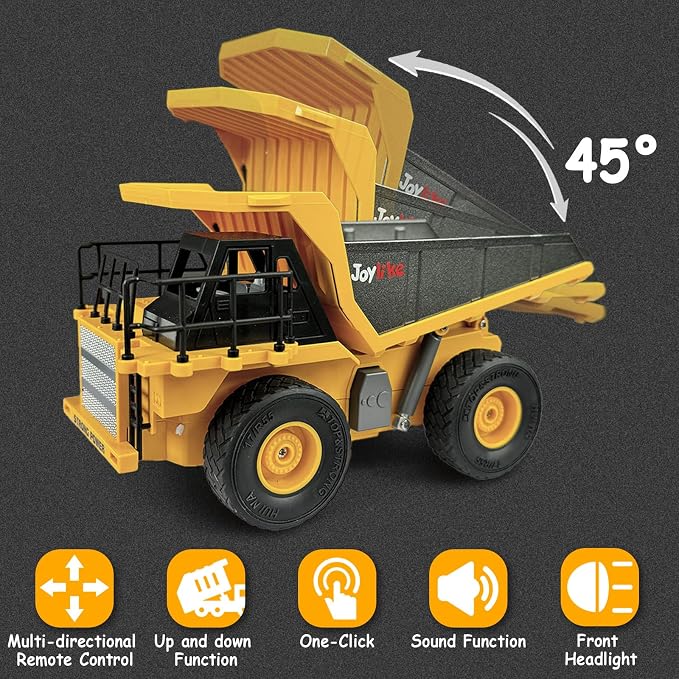 Joylike RC Excavator and Dump Truck Toy Set，2.4Ghz Metal Remote Control Construction Vehicle with Light&Sound, Best Christmas Toy for Boys 8+Year Old Kid | 2.4Ghz Metal Remote Control Construction Vehicle with Light&Sound, Best Toy for Boys 8+Year Old Kid