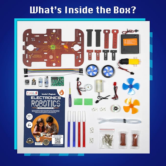 Butterfly EduFields 10in1 STEM Electronics Robotics Kit for Kids Ages 8-12 | Engineering Science Kit | Robot Building Projects | Educational Electronics Toy | STEM Learning for Boys & Girls