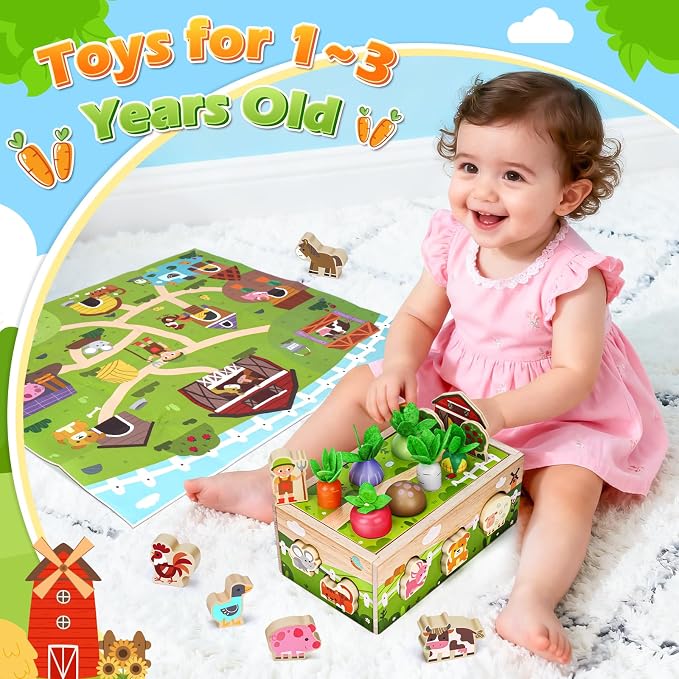 1 Year Old Girl Gifts, Montessori Wooden Toy for Toddlers 1-3, Baby Toys | 1st First Birthday Gifts, Educational Learning Toy for One Year Old Fine Motor Skills, Shape Sorting Sensory Toy for 12-18 M
