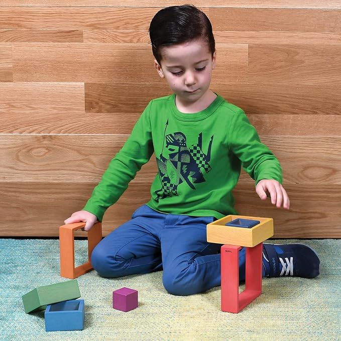 tickit Wooden Rainbow Architect Squares, Nesting Puzzle | Stacking Blocks for Ages 1+