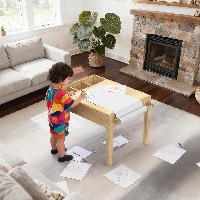 GDLF Sensory Light Table for Kids, 3-in-1 Activity Table with Storage | Interchangeable tops support brick play, tracing and art; 3-color dimmable LED, side bins and paper roll holder for ages 3+