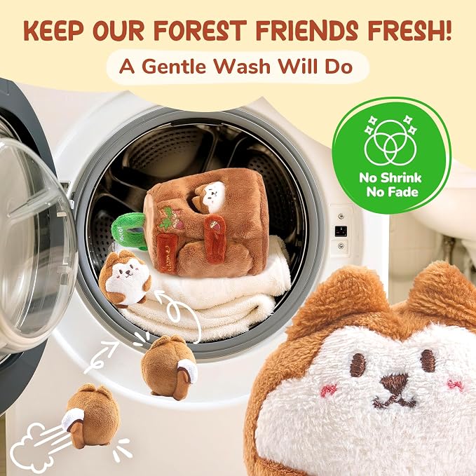JoyCat Baby Toys 6-12 Months, Soft Treehouse 5 Sensory Squirrels, Rattle | Soft treehouse with 5 sensory squirrels offers rattle, crinkle, squeak and mirror play for baby exploration and learning.