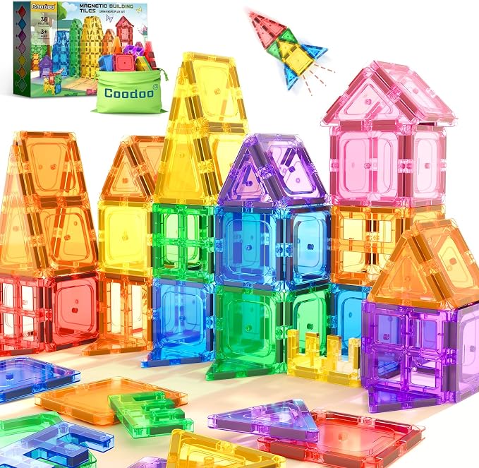 Magnetic Tiles Starter Set - Classroom Must Haves STEM Toys for Kids Age 3+ | Magnetic Blocks for Toddlers, Magnet Building Toys, Kids Toys, Durable and Compatible, Preschool Montessori Learning Games