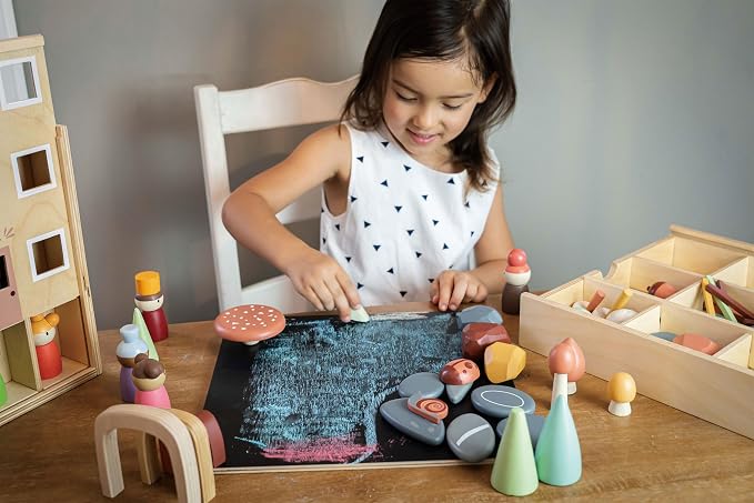 Tender Leaf Toys My Forest Floor - Wooden Open-Ended Tinker Tray Creative Play Box with Removable Compartments - Montessori Toy for Imaginative Play - Age 3+