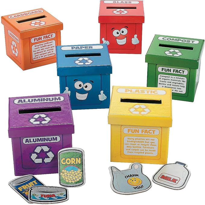 Fun Express Color Sorting Toys for Toddlers 1-3, 54 Pieces | Educational Recycling Game, STEM Learning Activities, Preschool Science & Earth Day Projects, Eco-Friendly Teaching Kit