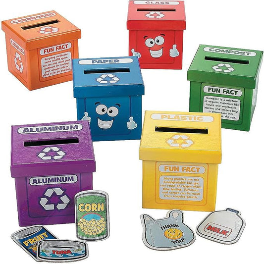 Fun Express Color Sorting Toys for Toddlers 1-3, 54 Pieces | Educational Recycling Game, STEM Learning Activities, Preschool Science & Earth Day Projects, Eco-Friendly Teaching Kit