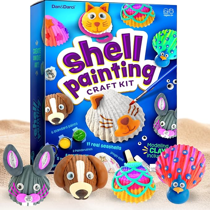Shell Painting Craft Kit for Kids - Craft Activities Kits - Arts & Crafts | Gifts for Boys and Girls Ages 6-8, 8-12 Years Old - Creative Art Activity Gift - Toys for Age 6 7 8 9 10 11 12 Year Old