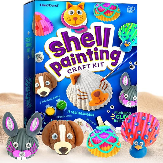 Shell Painting Craft Kit for Kids - Craft Activities Kits - Arts & Crafts | Gifts for Boys and Girls Ages 6-8, 8-12 Years Old - Creative Art Activity Gift - Toys for Age 6 7 8 9 10 11 12 Year Old