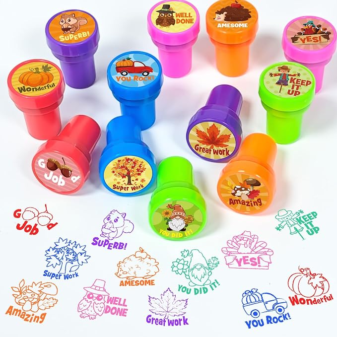 Cinrobiye 24 Pcs Seasonal Stampers Party Favor Set, Cute Four Seasons Stamps for Kids Birthday Party, Classroom Rewards, Educational Learning Toys, Goody Bag Fillers, Seasonal Party Supplies