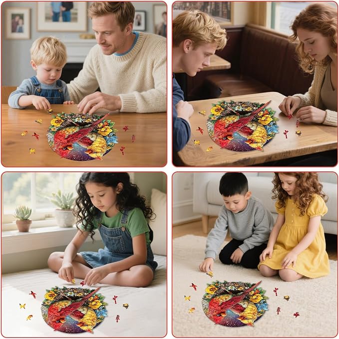 MEATRN Puzzles for Adults, Winter Cardinals Wooden Puzzles, 508 Pcs | Fun Educational Christmas Decorative Gift, Relaxing Wood Puzzle Game for Family & Friends, 16.5x16.7 in