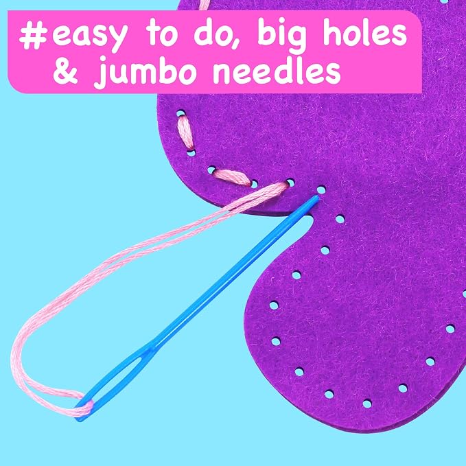 EZCRA Unicorn Sewing Kit for Kids Ages 4-8 - 4 Beginner Projects | Sewing Craft Kit for Girls. 4 Easy DIY Projects with Felt Stickers. No Mess Arts and Crafts Gift for Girls.