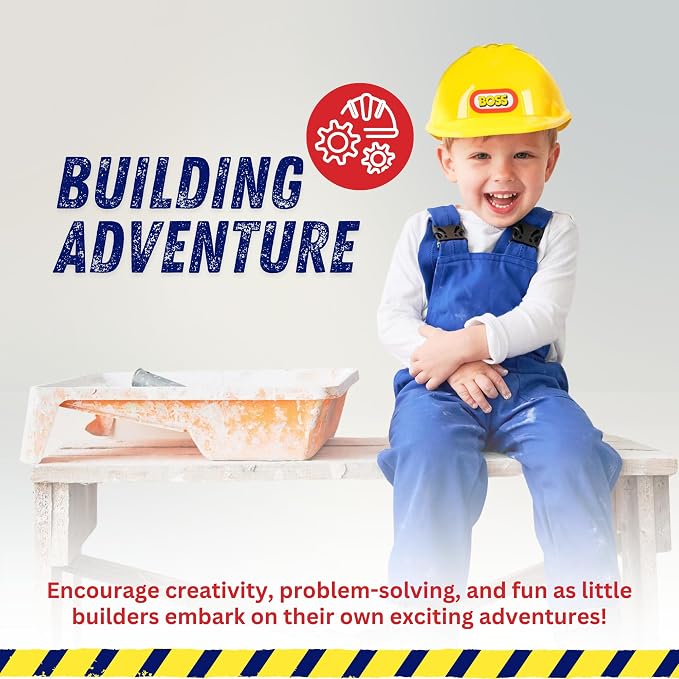 Dress Up America Kids Construction Hard Hat – Adjustable Yellow Helmet for Toddlers – Realistic Play Hat for Costumes & Dress-Up