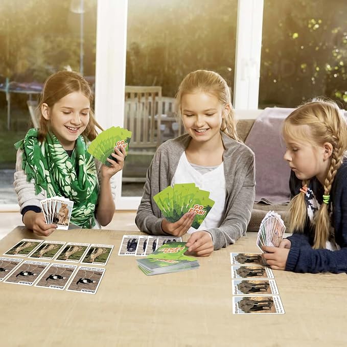 BenBen Go Fish Card Game for Kids, 104 Picture Cards, Jumbo Size, Safari Animal Learning Playing Cards, Memory Matching Games with Real Photos Fun Facts, 2-8 Players, Easter Basket Stuffers