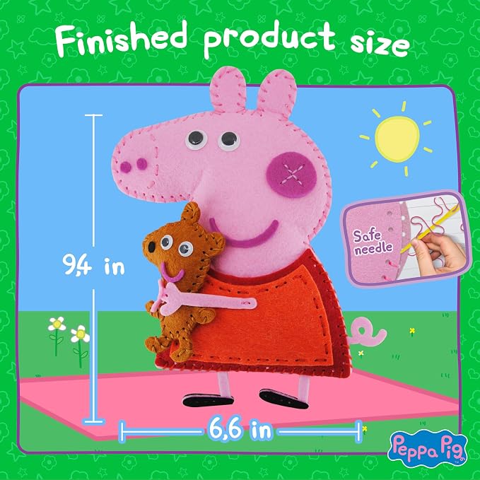 My First Sewing Kit for Kids – Peppa Pig Beginner Kids Easy DIY Projects Peppa Pig & Peppa's Bear, Complete Arts & Crafts Set with Instructions & Felt – Girls, Boys Learning to Sew & Embroider