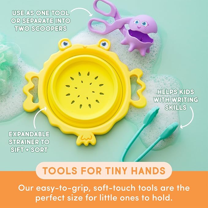 Glo Pals Under The Sea Bundle Sensory Bundle, Light-Up Sensory Play Cubes | Contains 1 Pack Fun Fillers, 3 Pack Pick-Up Pals Tools, and 4 Pack Alex Yellow Water-Activated Light-Up Cubes