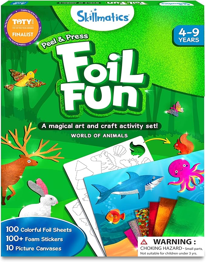 Skillmatics Foil Fun Bugs & Butterflies & Animals Bundle, No Mess Art for Kids, Craft Kits & Supplies, DIY Creative Activity, Gifts for Girls & Boys Ages 4, 5, 6, 7, 8, 9, Travel Toys