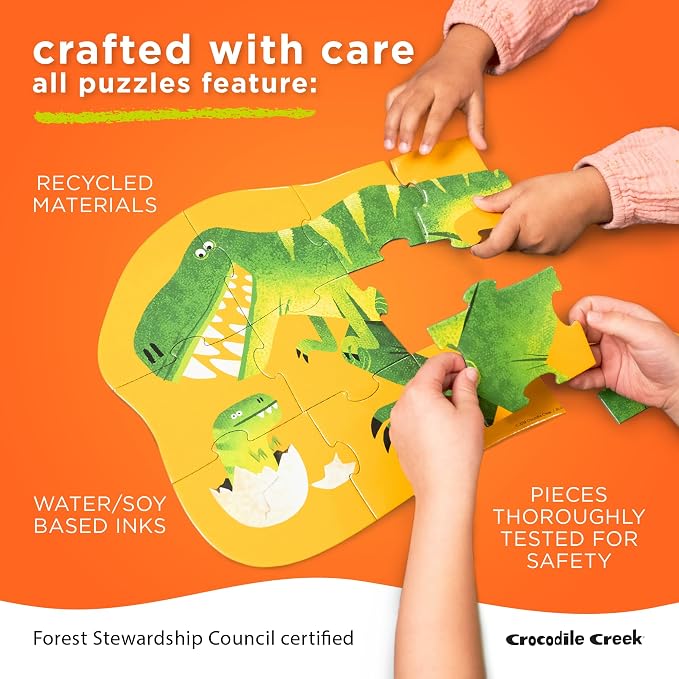 Crocodile Creek 12-Piece Mini Jigsaw Puzzle - Fun Floor Puzzles for Kids Ages 2-4 and Up - Heavy-Duty Shaped Box for Storage - Fire Truck - 12" x 9" Finished