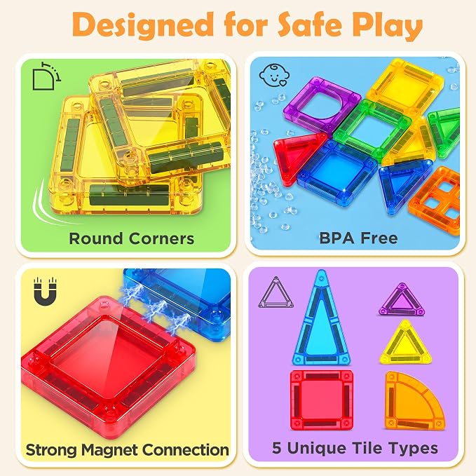 URMYWO Magnetic Building Tiles, Magnetic 3D Blocks Construction Playboards | 46 Pcs, STEM Creative Educational Toys for Kids Ages 4-8, Preschool Kindergarten Game, Farm Theme, Boy Girl Birthday Gifts