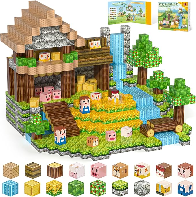 100pcs Magnetic Blocks, Magnetic Cubes with Forest Animals Blocks Set | STEM Toys for Ages 3+, Educational Sensory Toys for Kids, Boys & Girls–Creative Game Gift, Creativity&Hands-On Ability