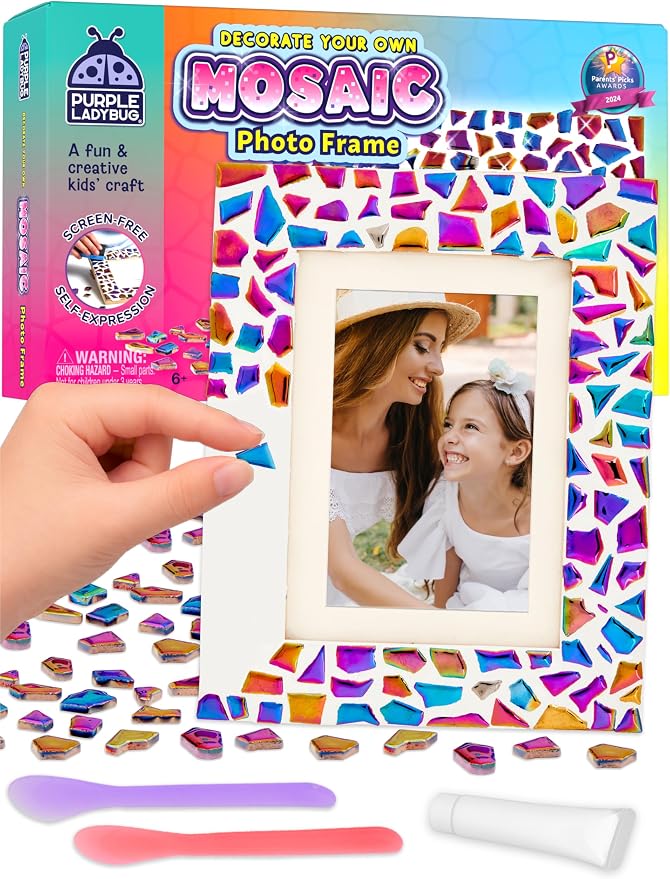 Decorate Your Own Mosaic Picture Frame Craft Kit for Girls Ages 8-12 | Mosaic Tiles, Arts & Crafts for Girls Ages 6-8, Birthday Gift, Creative Learning, Family At Home Activity
