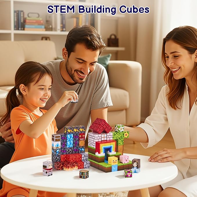 100PCS Magnetic Blocks, Magnetic Building Blocks Cubes Tiles for Kid | STEM Educational Stacking Magnets School Game Toys for Ages 3 4 5 6 7 8 9 10 11 Birthday Party Supplies Gift for Boy and Girl