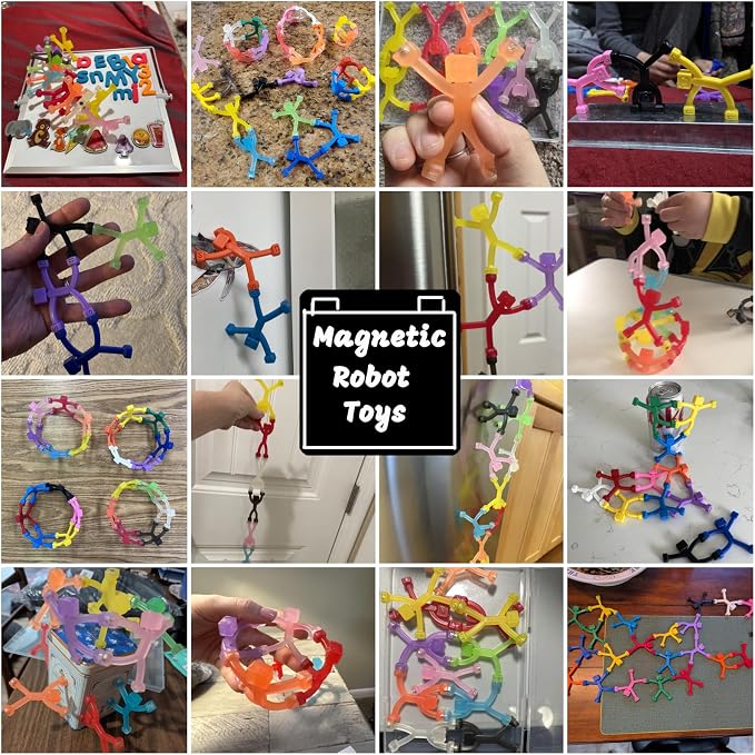 24pcs Magnetic Robote Figures for Kids 3-8 Travel STEM Fidget Toy | Safe ASTM-certified, Quiet Play for Airplane Car Trips Restaurant, Develops Creativity for Classroom Rewards Stocking Stuffer