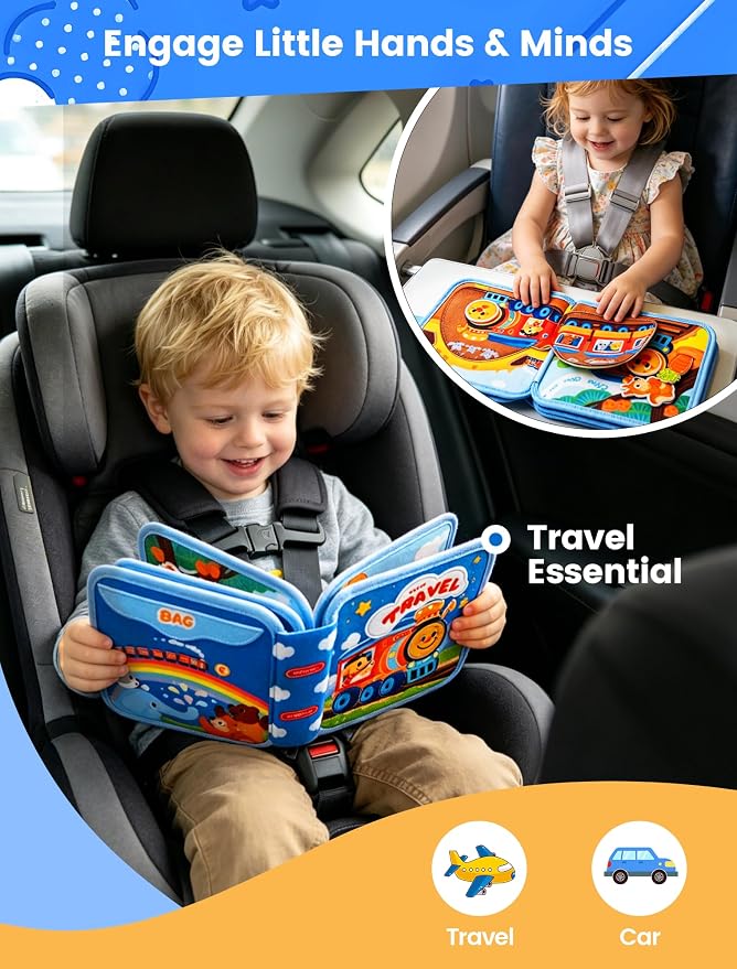 Montessori Busy Book for Toddlers 1-3, Felt Busy Board, Train Travel | Montessori toys, Fishing game, Travel Toys, Fine motor, Independent quiet play, Soft felt, Boy Girl gift, CPC 12m+