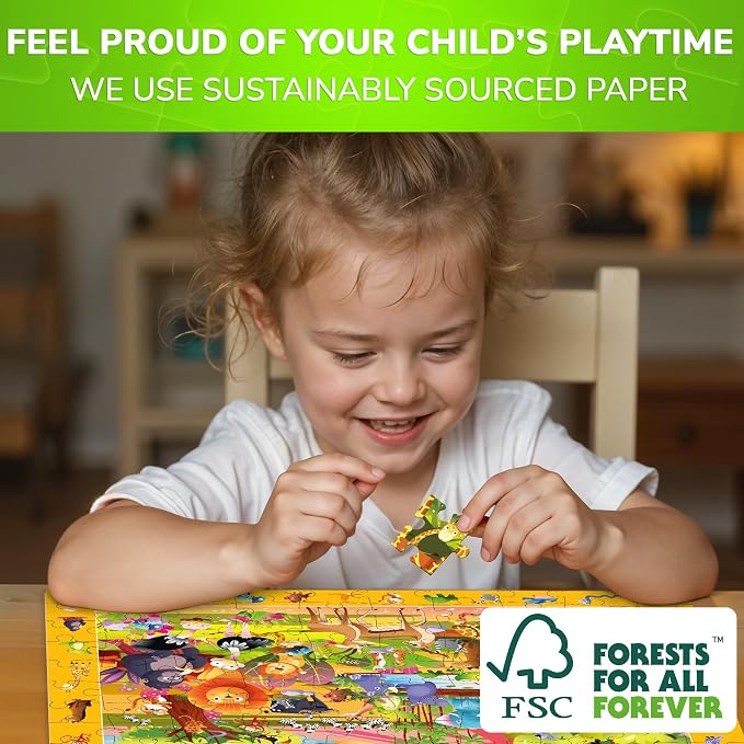 100 Piece Puzzles for Kids Ages 4-6 - 4 Jigsaw Kids Puzzles Ages 6-8 | Search and Find Educational Kids Puzzles Ages 5-8 with Animals and Cars – Toddler Learning Toy Gift for Boys and Girls