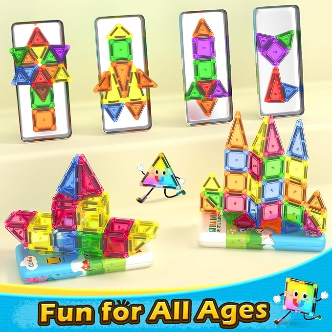Magnetic Tiles Mini Travel Toddler Toys Magnetic Blocks Building for Kids | Birthday Gift for Boys & Girls 3+ Year Old, Toddler Travel Essential, Preschool Classroom Must Haves, Outdoor Learning Toys