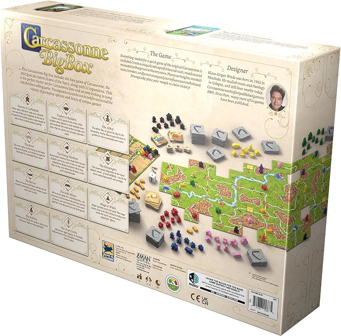 Carcassonne Big Box Board Game (2025 Edition) | Complete Tile Placement Strategy Game with 11 Expansions & Base, Family Fun for Kids & Adults, Ages 7+, 2-6 Players, 30 Mins