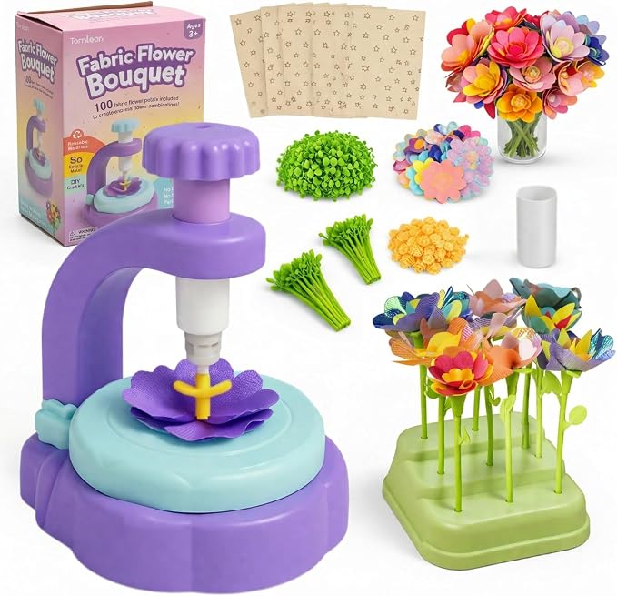 Fabric Flower Bouquets Toys, DIY Craft Kits Toys for Kids - Flowers Market Toy, Build Your Flower Bouquet, Arts & Crafts for 3+ Year Toddler Girl, Educational Activity Preschool B-Day Gifts
