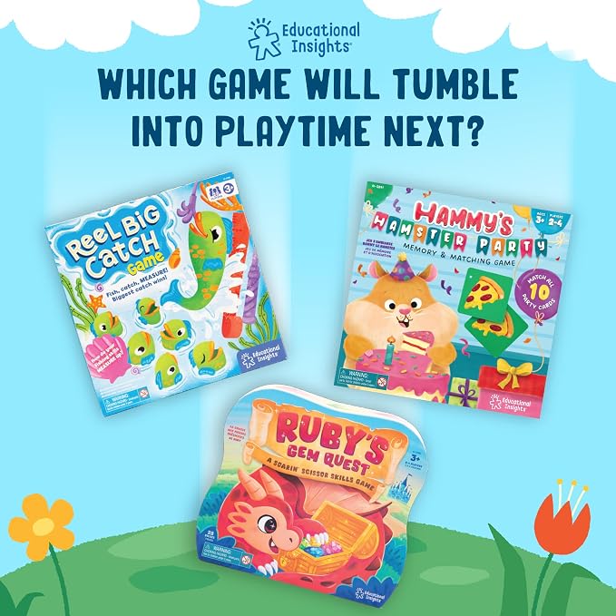 Educational Insights Tumbleblobs - Toddler Board Games for 3 Year Olds, Strategy Board Games for Kids, Color-Matching and Counting Preschool Game, Skill-Building Turn-Taking Game, 1-2 Players