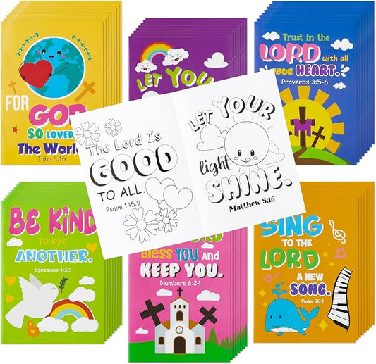 Dvbonike 48Pcs Bible Coloring Books Religious Theme DIY Color-in Pages | Inspirational Words, Christian Activity Artwork, Sunday School Supplies, Classroom Reward, Party Favor, Gift, Drawing Booklet