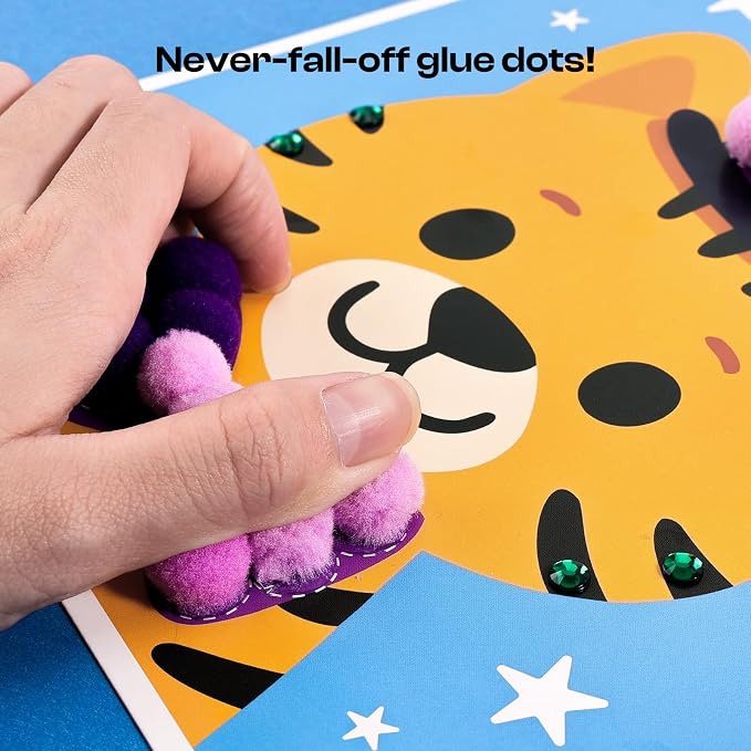 Caydo Pom Poms Art & Crafts Kit for Kids Ages 3 4 5 6 | Easy Toddler Sensory Activity Kit, Build Fine Motor Skills & Hand-Eye Coordination, Gift for Girls and Boys