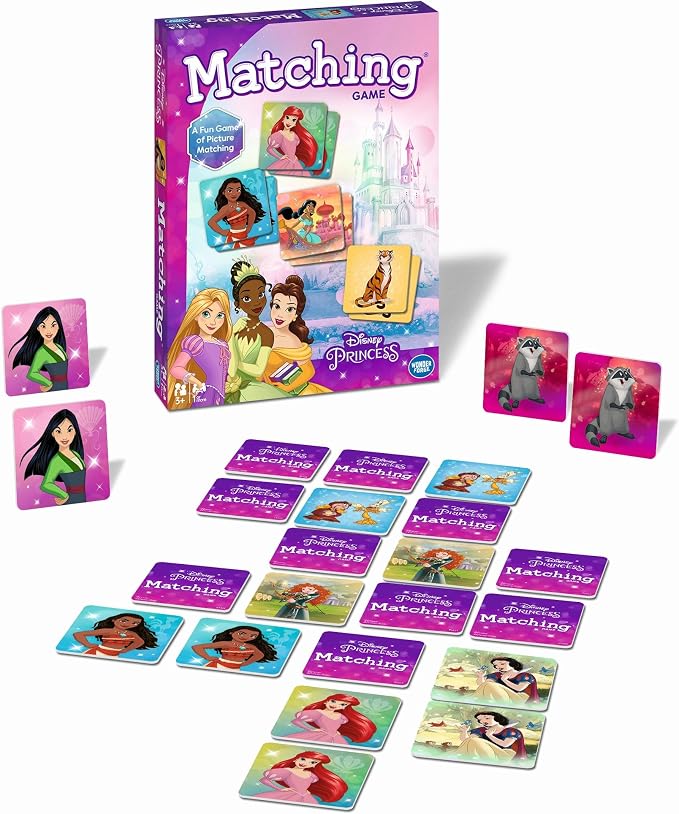 Wonder Forge Disney Princess Matching Game - Fun Memory Game for Kids Ages 3 and Up - Toddler Learning Toy Featuring Belle, Ariel, and Elsa and More Disney Princesses - Packaging May Vary