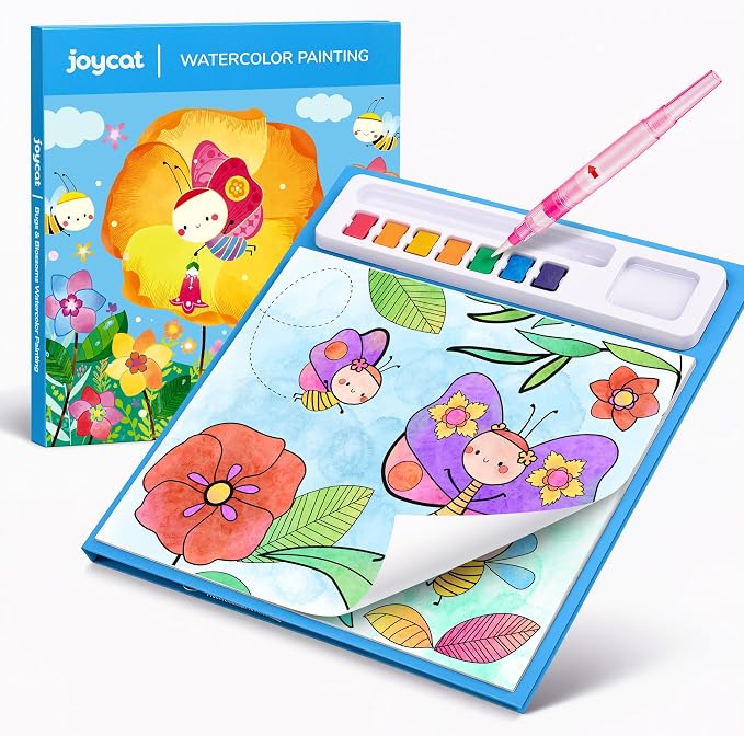JoyCat Paint with Water Coloring Books for Toddlers (Bugs & Blossoms) | Watercolor Painting Set for Kids Ages 3-5 & 4-8, Arts & Crafts Drawing Activity Travel Toy, Birthday Gifts for Boys & Girls