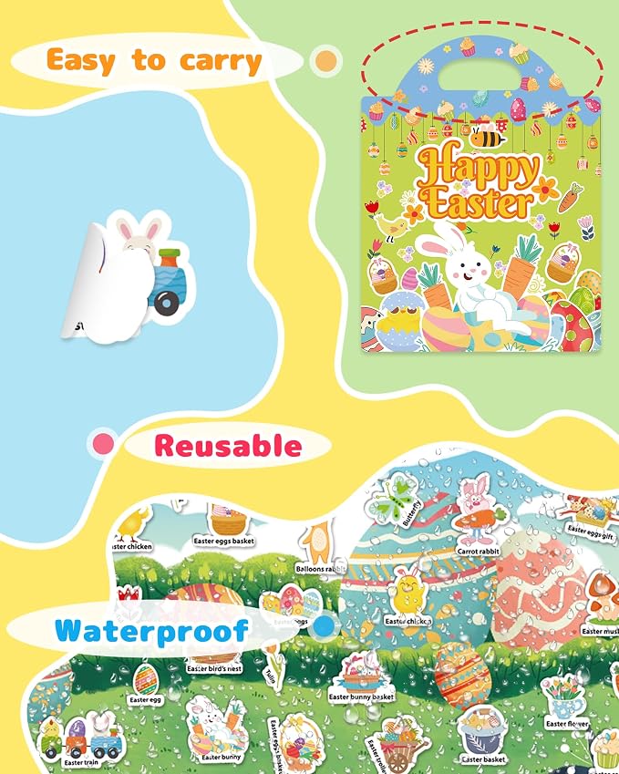 Benresive Reusable Sticker Book for Toddlers, Travel Stickers for Kids | Toddler Travel Activities Toys, Birthday Gifts for Boys & Girls, Airplane Travel & Road Trip Essentials Kids