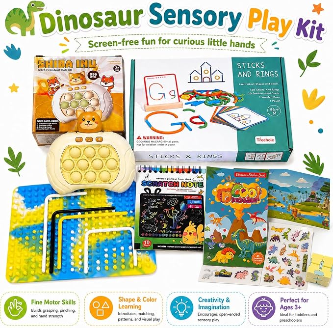 Calm Kids Sensory Kit - Screen-Free Activity Box Ages 3+ | 6-Piece Craft Set, BPA-Free Silicone, Travel-Friendly, Gift-Ready, Boy Girl Preschool Kindergarten
