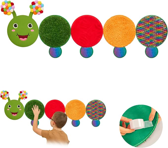 Sensory Wall Panel for Kids | Touch, Feel & Learn | Caterpillar Sensory Room Toys | Activity Play Panels | Wall Busy Board | Calm Down Corner Equipment | Flip Sequin Fabric | For Autism, ADHD, Anxiety