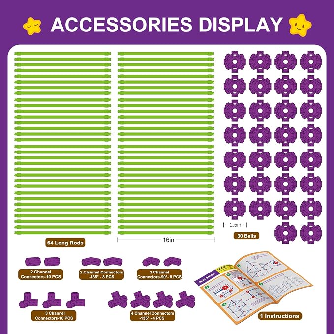 SpringFlower Fort Building Kit for Kids,STEM Construction Toys, Educational Gift for 4 5 6 7 8 9 10 11 12 Years Old Boys and Girls,Ultimate Creative Set for Indoor & Outdoors Activity,140 Pcs,Purple