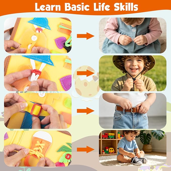 Busy Board Montessori Toys for 2 Year Old Boy Girl Birthday Gift Busy Book | Educational Learning Sensory Busy Book for Toddlers, Activity Books for Toddlers, Ages 2-4 Airplane Car Travel Toys