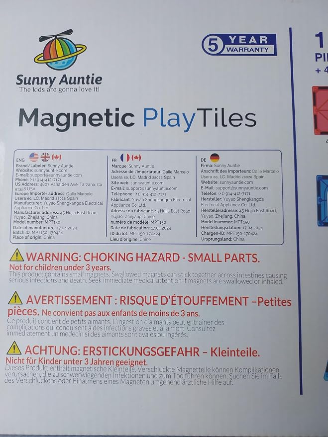 SUNNY AUNTIE Magnetic Tiles STEM Toys Building Set, Ages 3+ - 180 Pieces | Magnetic Tiles Building Toys, STEM Toys, Magnetic Blocks Construction Set, with 2 Cars & Guide Booklet for Kids Ages 3+