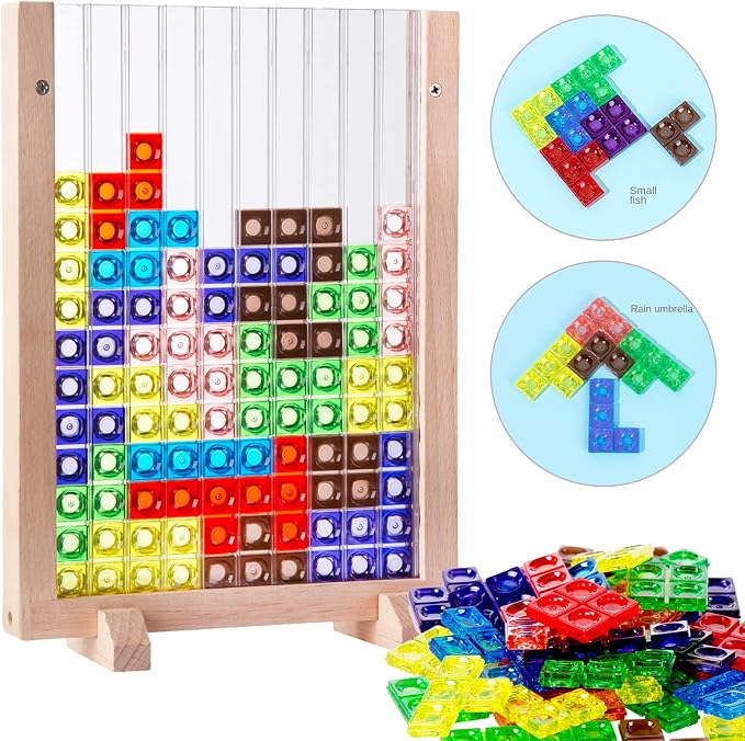 Russian Blocks Puzzle,3D Transparent Brain Teaser Toys, 3D Puzzles, Montessori Toys for 3 4 5 6 7 8 9 10 Year Old Boys Girls Kids